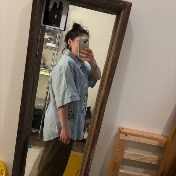 Vintage Embroidered Blue Button Down Shirt - Picture 13 of 15